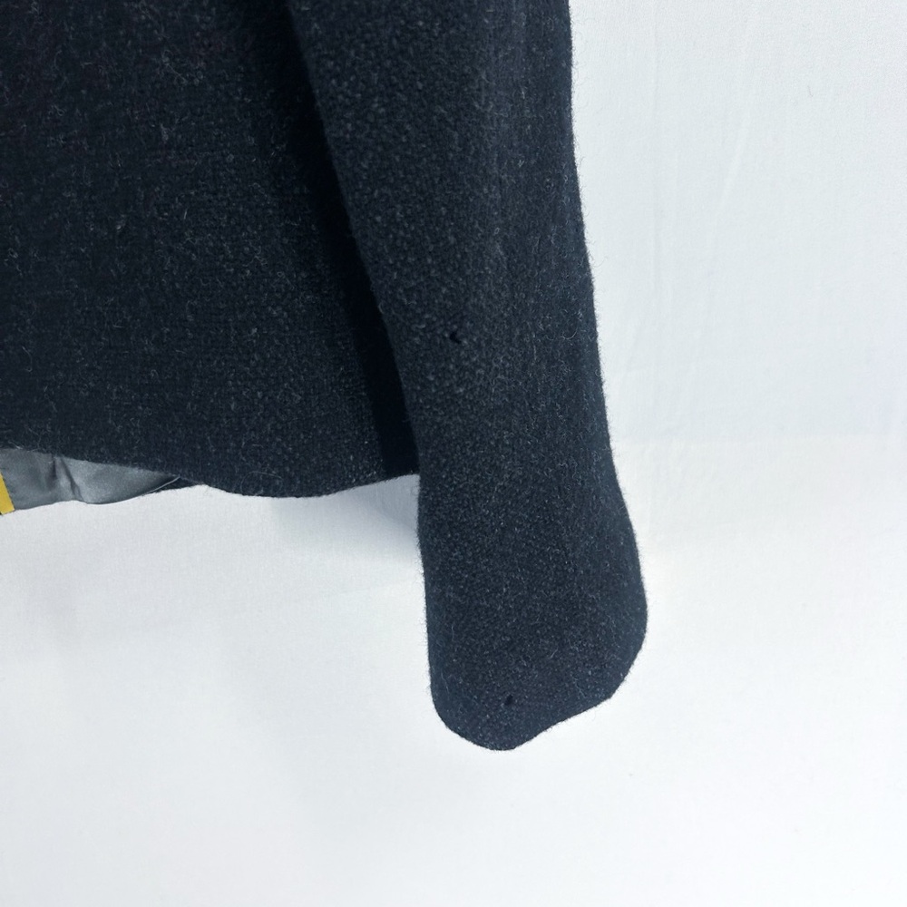 Y2K J. Crew Fiona 100% Wool Heathered Grey Cropped Ruffle Jacket Size 2 - Picture 6 of 7